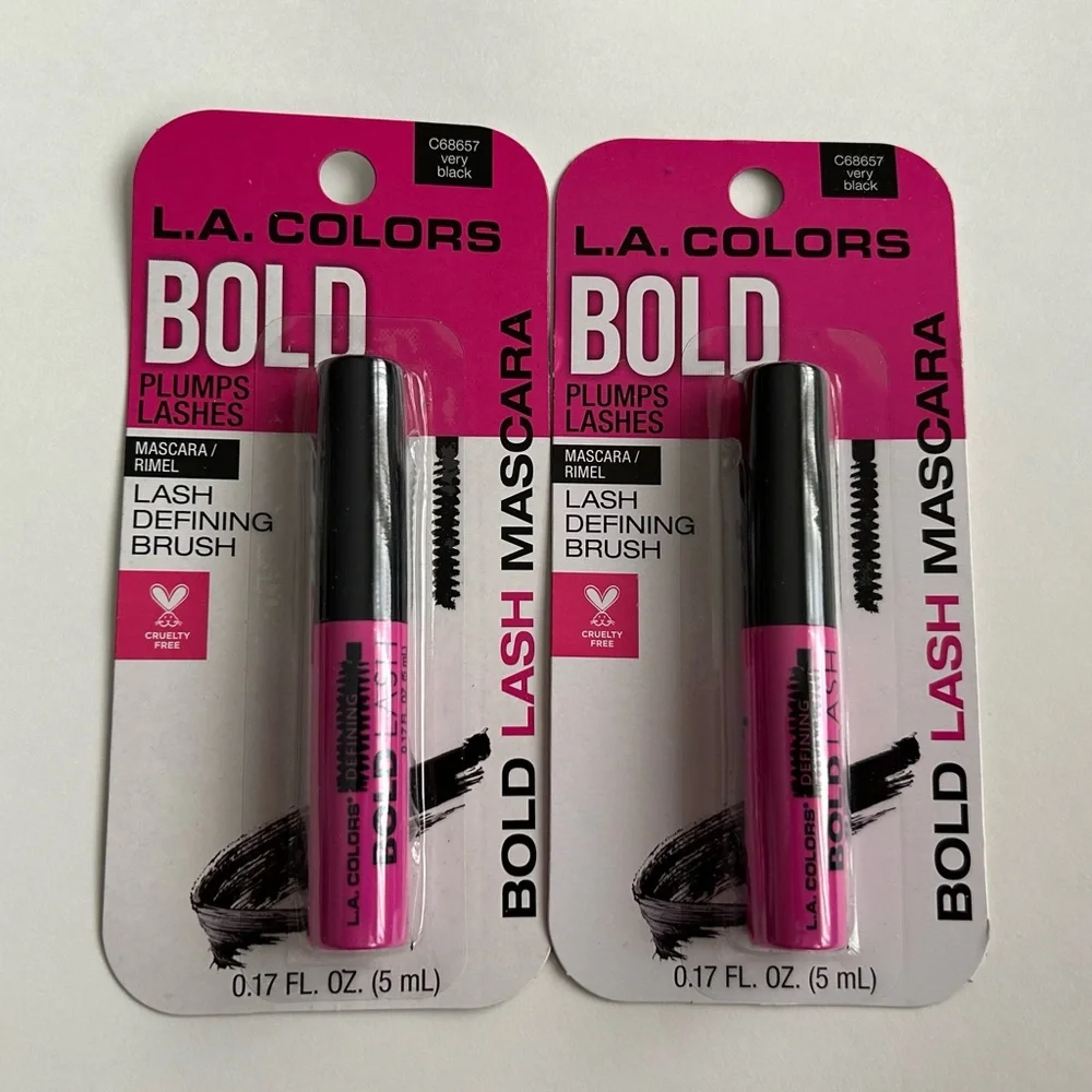 New Two L.A. Colors Mascara Very Black Plumps Lashes 0.17 oz (5 mL) Bold Lash